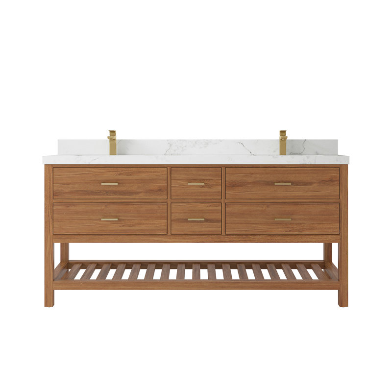 Willow Collections Parker Teak 72'' Double Bathroom Vanity with Top